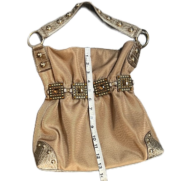 Kathy Van Zeeland Gold Jewel Embellished Shoulder Bag - Picture 12 of 15
